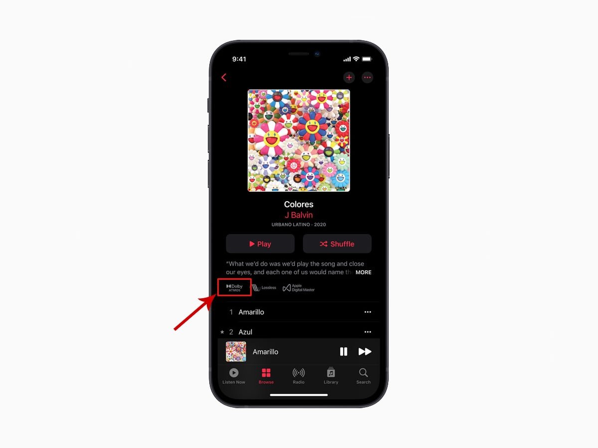 cómo utilizar el Dolby Atmos y el Audio sin pérdida de Apple Music identificar