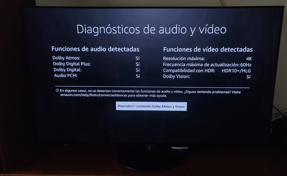 cómo averiguar si el Fire TV 4K está transmitiendo realmente Dolby Vision y HDR menú Diagnóstico