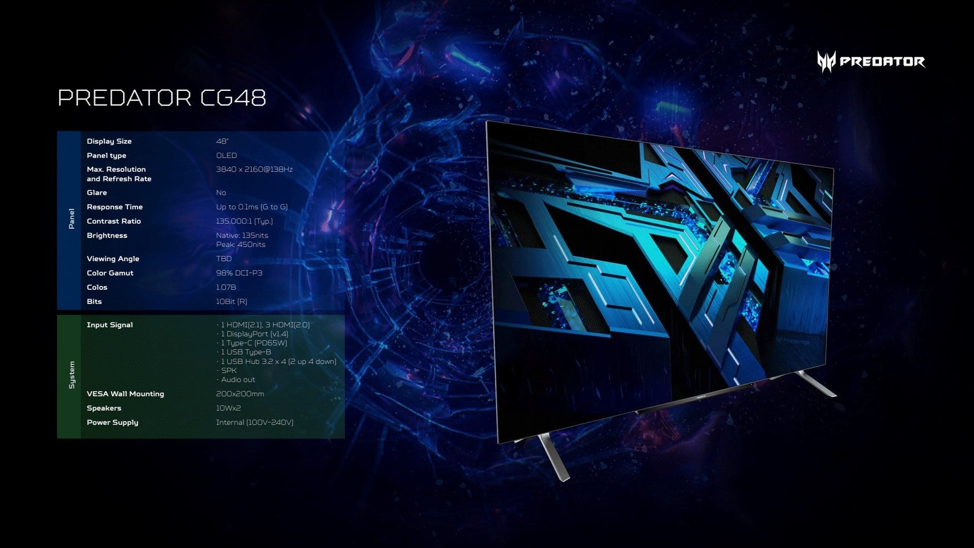 Monitor Acer Predator CG48 presentado en el CES 2022