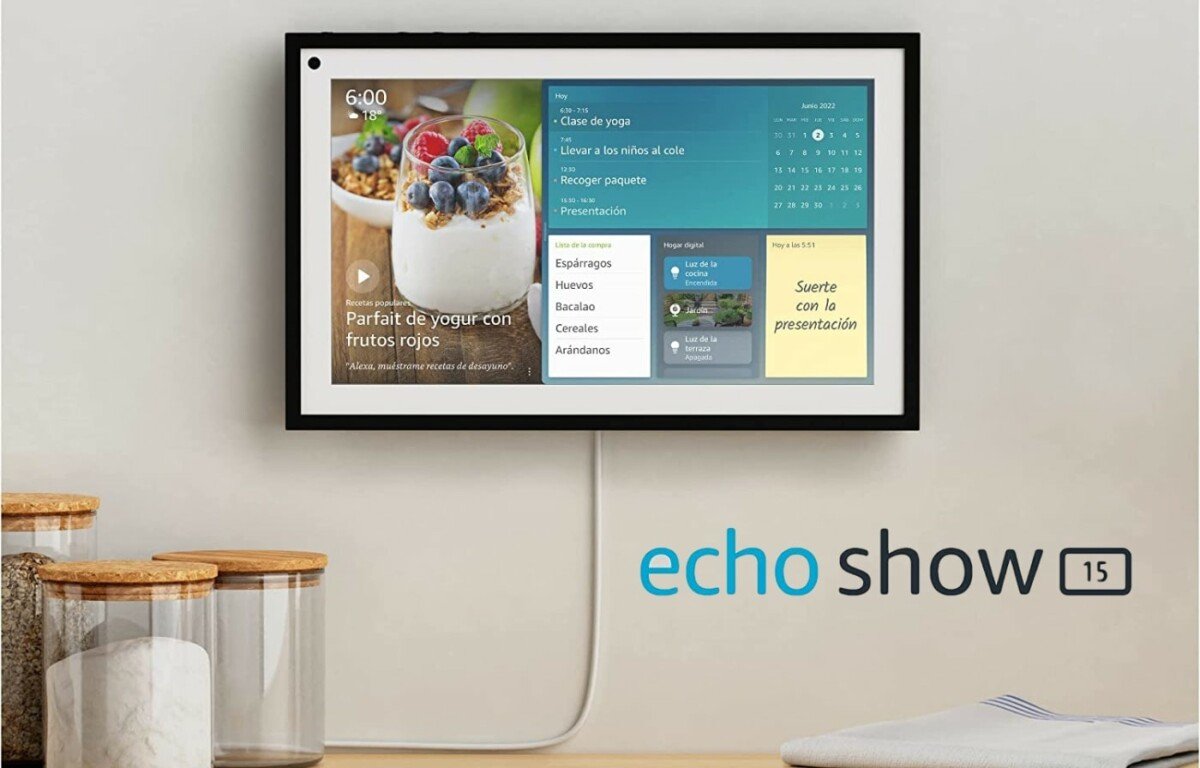 Pantalla inteligente  Echo Show 15 Full HD, 15.6, control