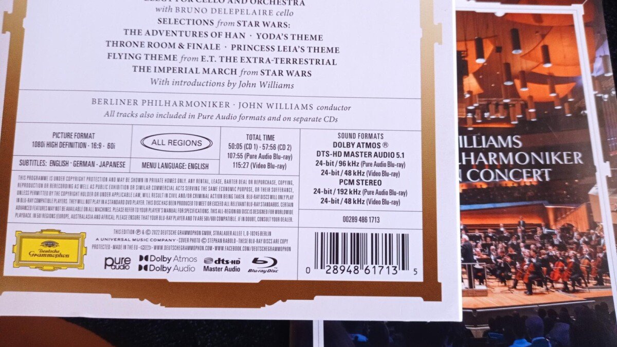 Prestaciones de los Pure Audio Blu-ray:  John Williams live in Vienna &  The Berlin Concert