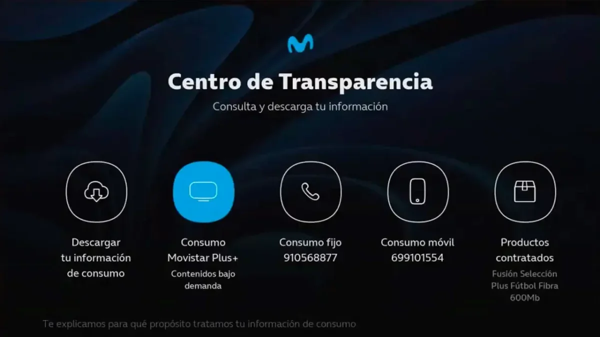 Movistar+ ya incorpora a su descodificador el Centro de Transparencia para conocer nuestros datos de consumo
