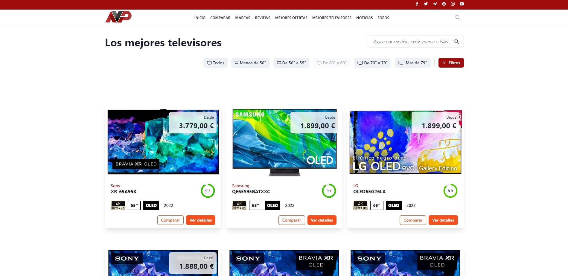 Nuevo comparador de televisores ya disponible: las mejores Smart TV, características, precios y mucho más