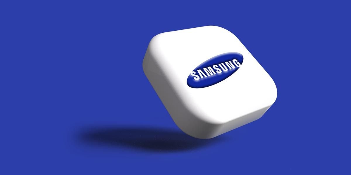 Logo de Samsung con fondo azul