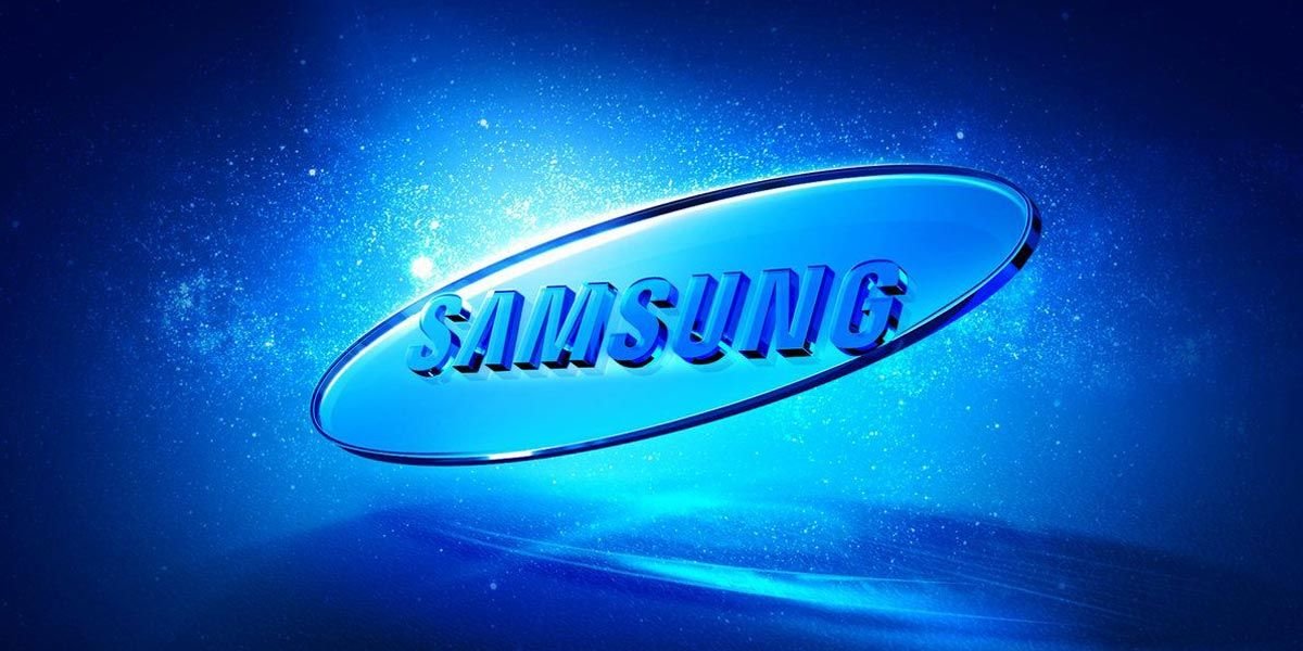Logotipo de Samsung con fondo azul