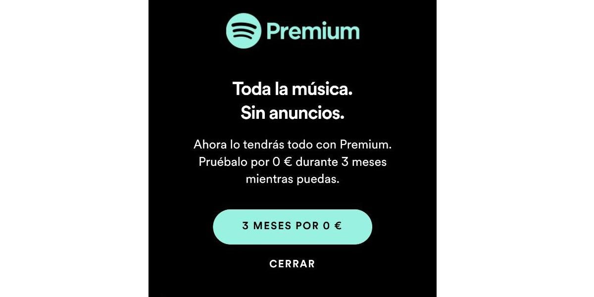 Anuncio oferta Spotify Premium