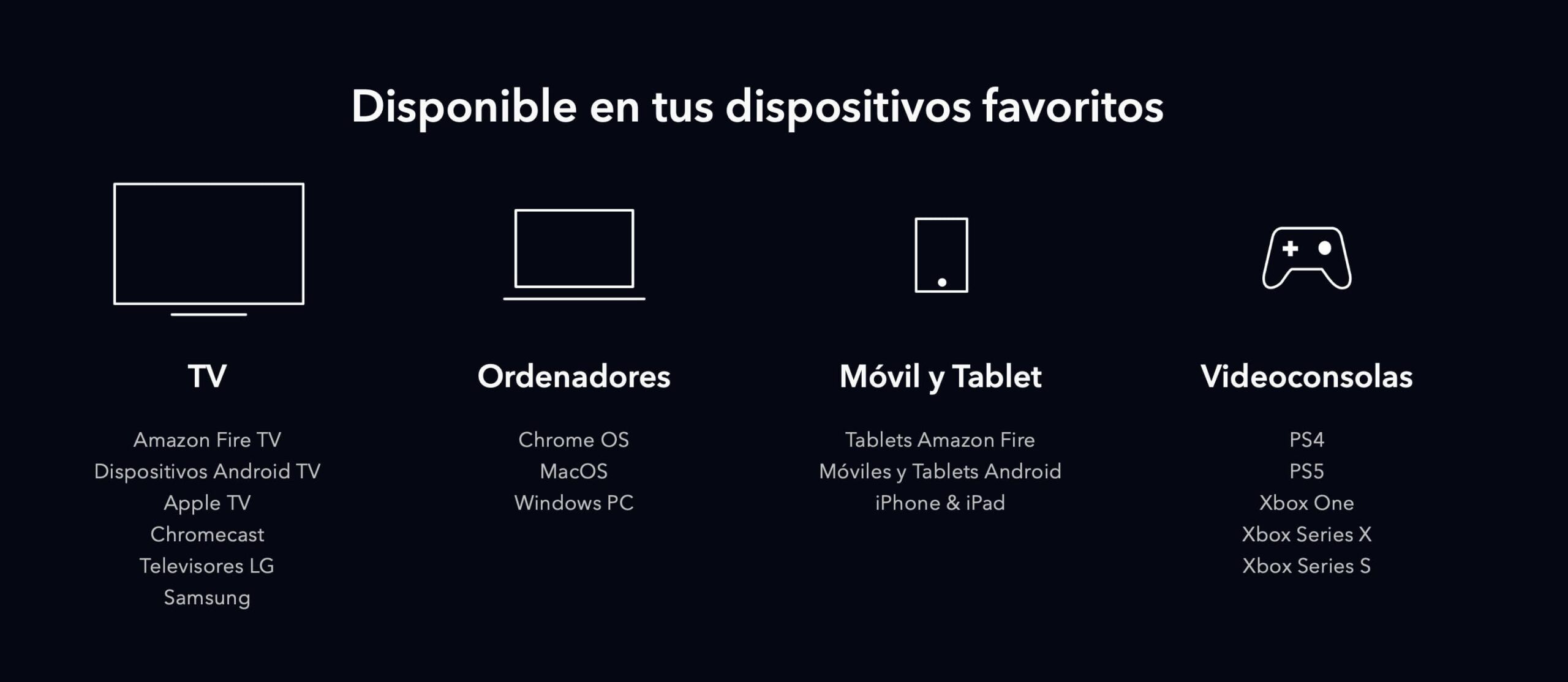 Dispositivos compatibles con Disney+