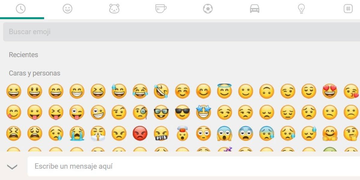 Listado de emojis en WhatsApp