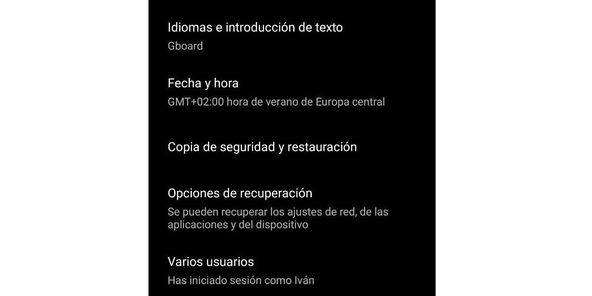 Opciones de Sistema en Android