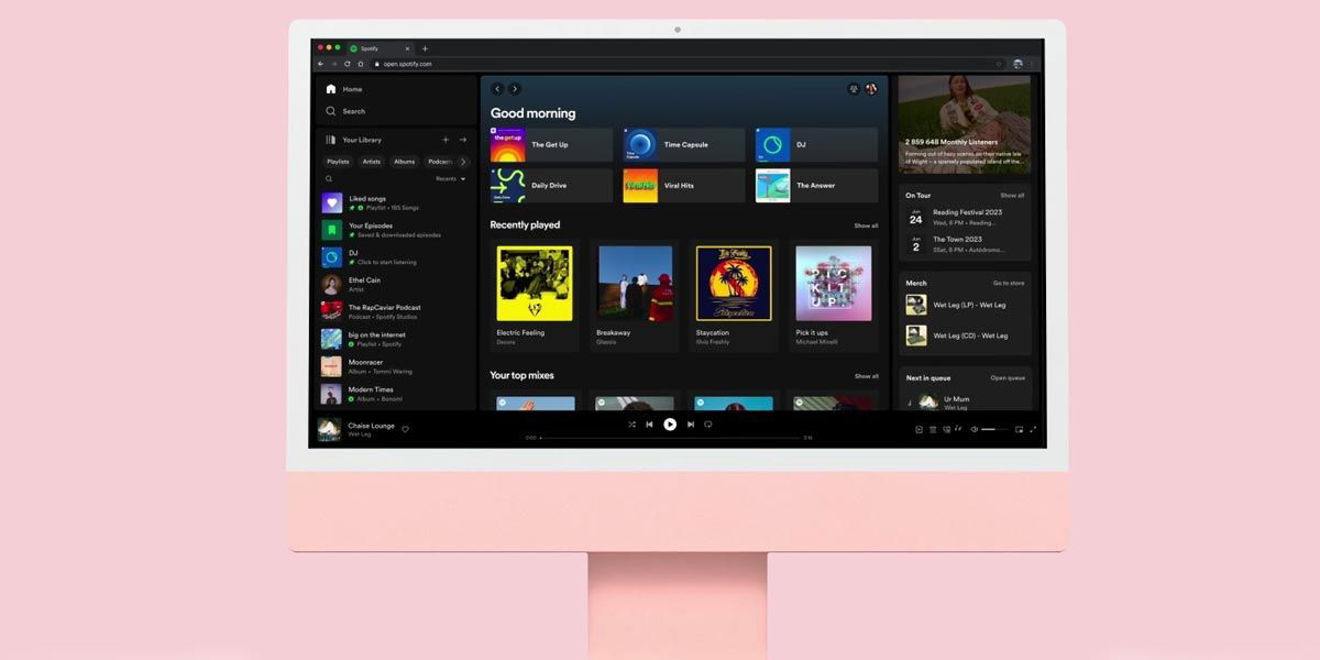 Ordenador con la nueva interfaz de Spotify