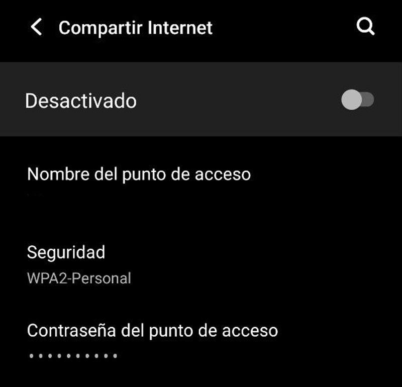 Cambiar compartir Internet en Android