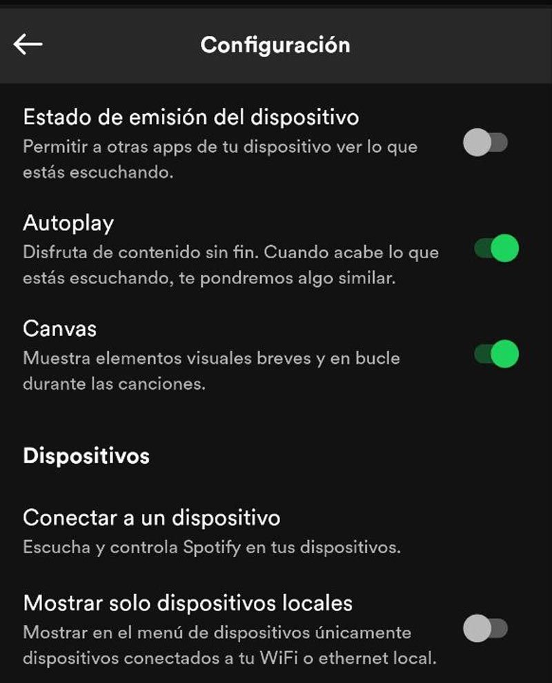 Función Autoplay de Spotify en un móvil