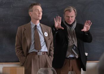 Cilian Murphy y Christopher Nolan en la grabación de 'Oppenheimer'