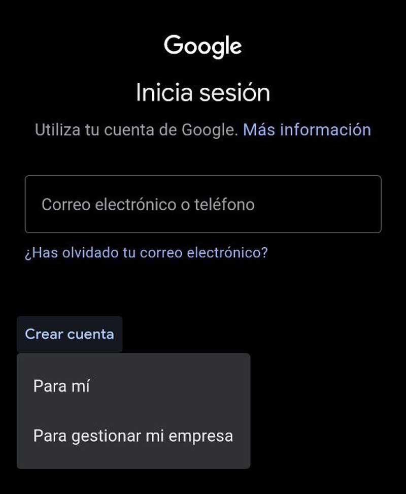 Personalizar crear cuenta de Google en un Android