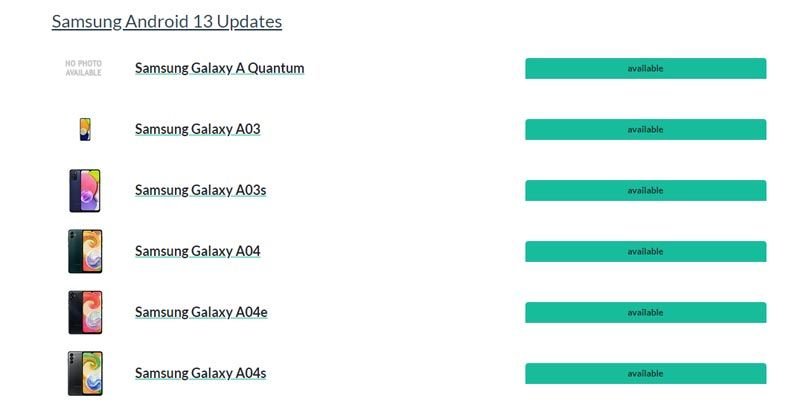 Datos en la web Android Update Tracker