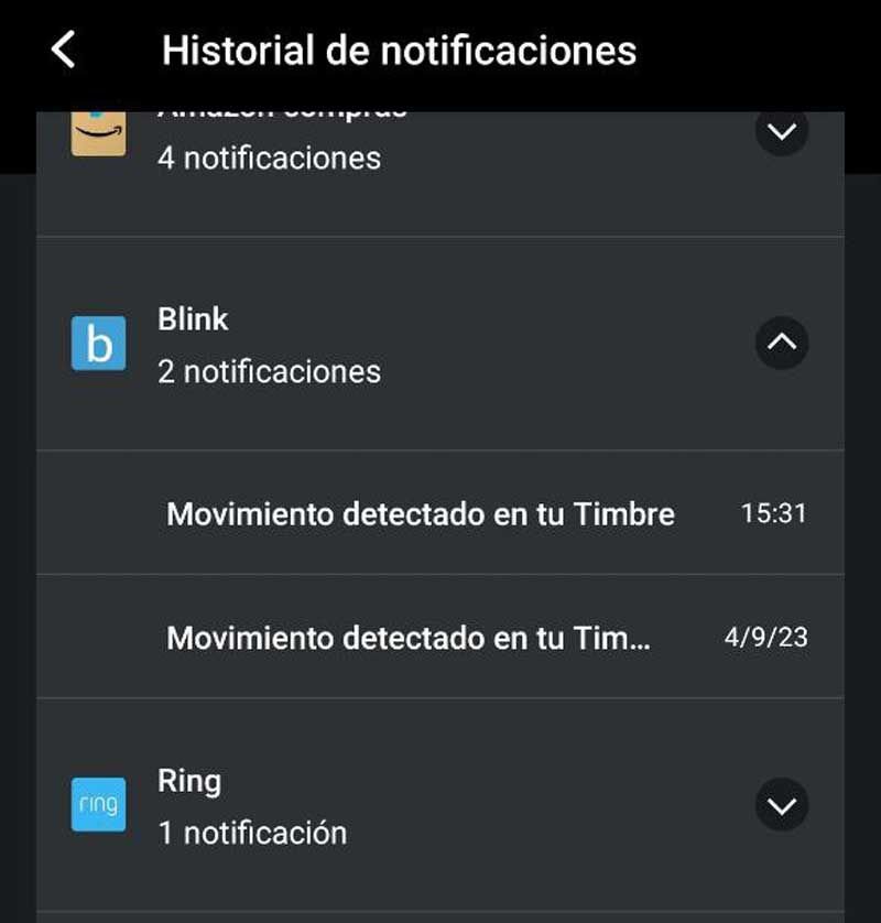 Historial de notificaciones Android