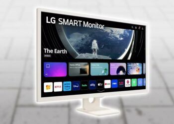 Monitor de LG con fondo de calle