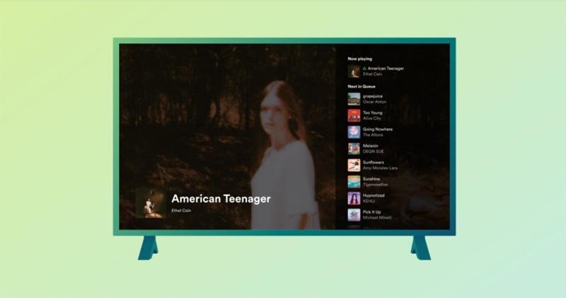 Interfaz de Spotify en un televisor inteligente