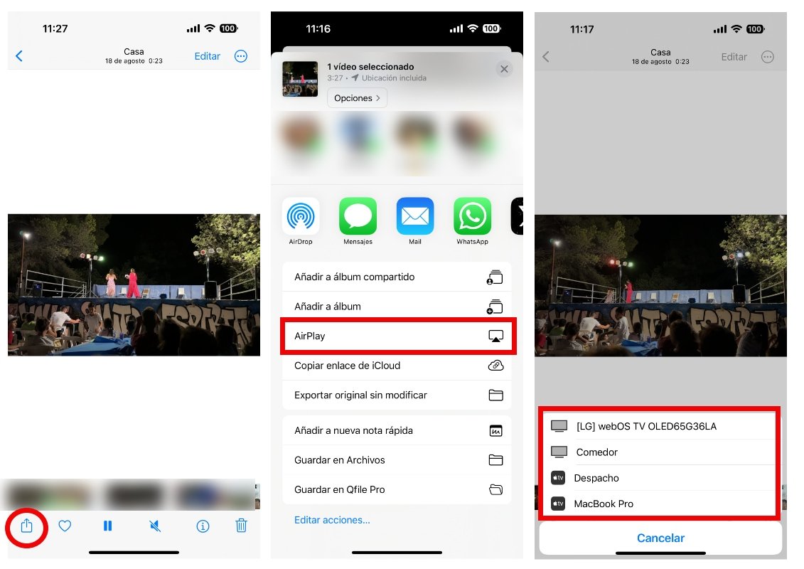 cómo mandar un vídeo desde tu móvil al televisor con iPhone