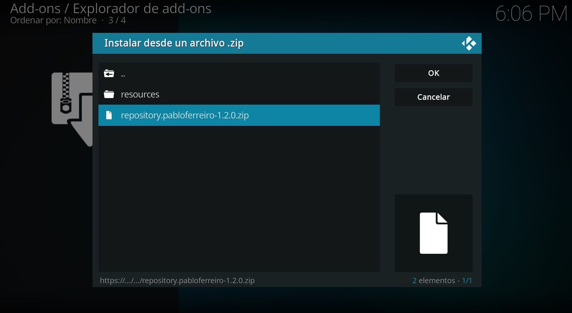 Archivo ZIP del addon de subtítulos de Kodi