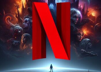 Logo de Netflix con imagen de fondo