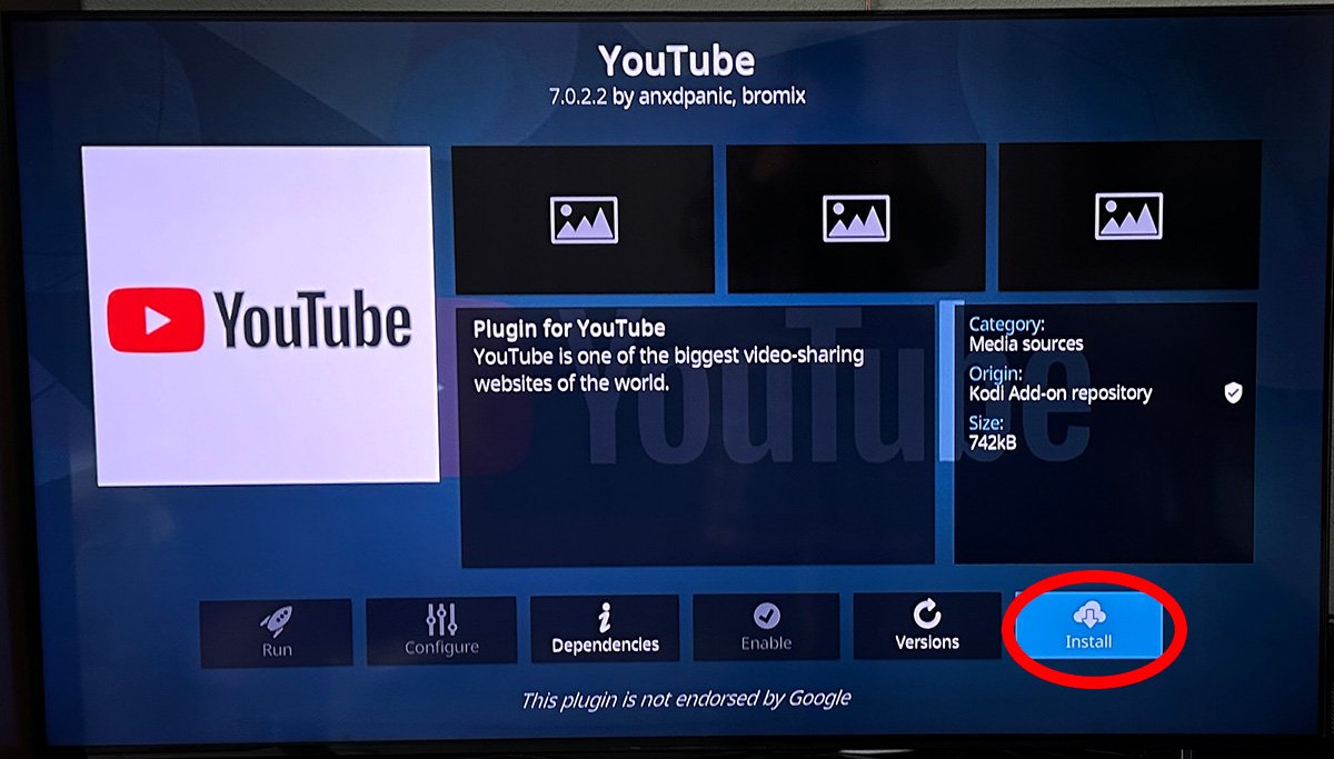 cómo ver YouTube desde Kodi install