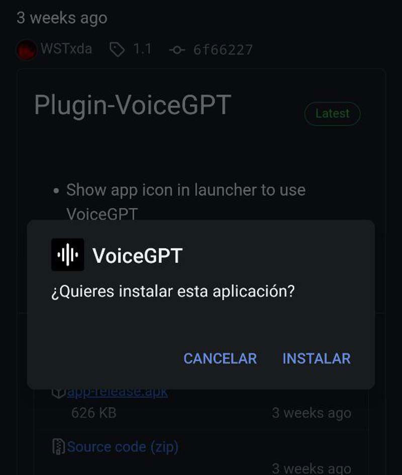 Desatcarga de VoiceGPT con ChatGPT