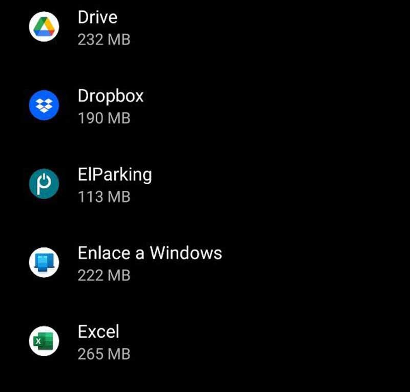 Lista de aplicaciones Android