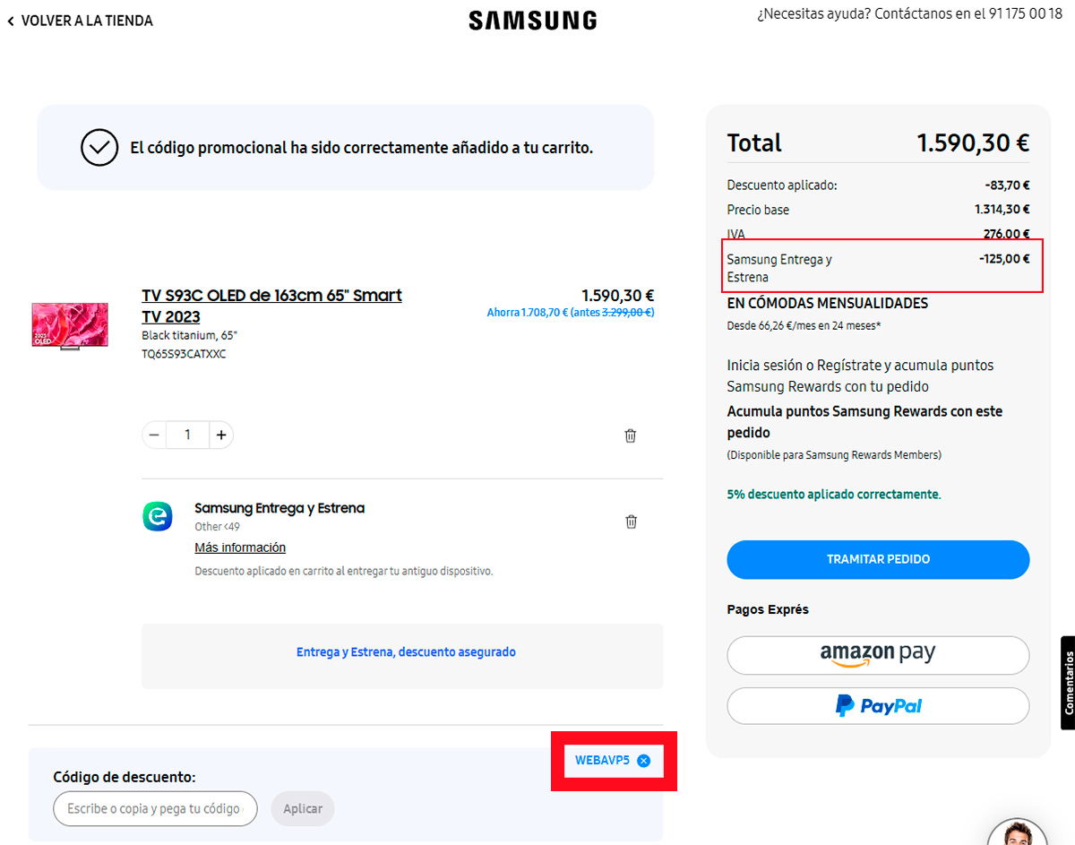 nueva oferta muy buen Samsung S93C de 65 pulgadas prueba del precio