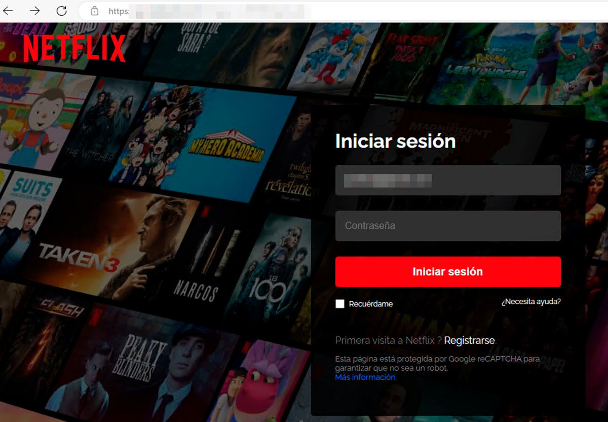 estafa suplantación Netflix página de acceso