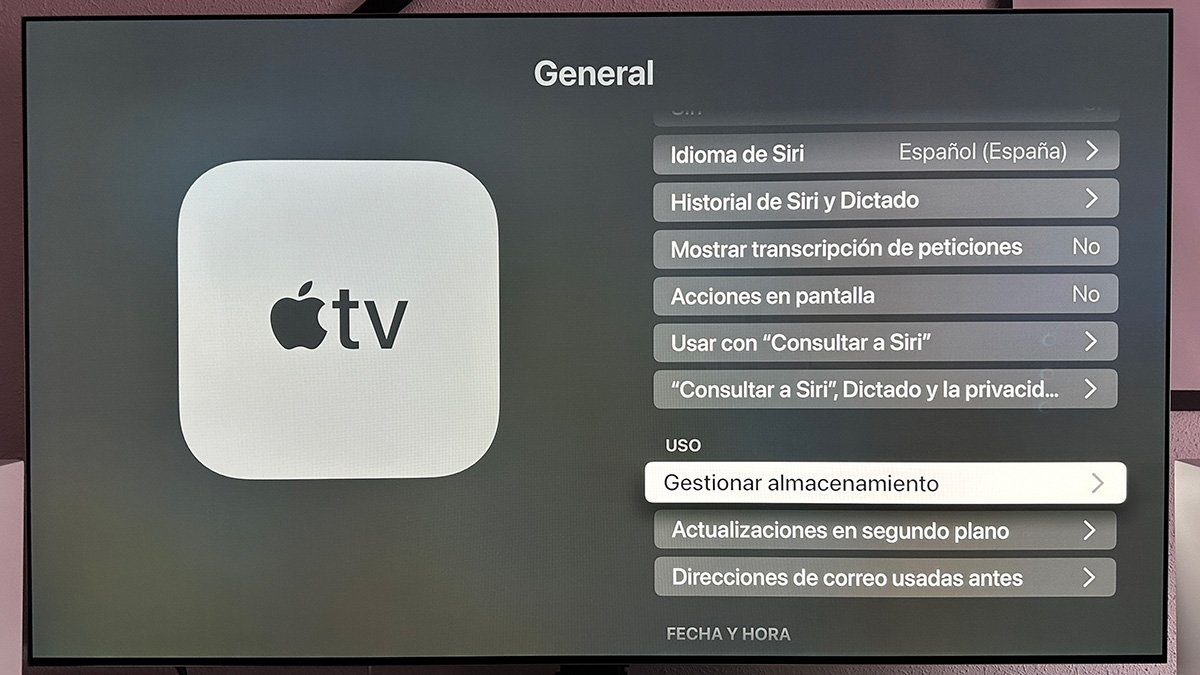 cómo borrar aplicaciones en el Apple TV desde Ajustes Gestionar