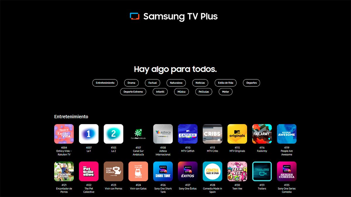 cómo ver los canales FAST de Samsung TV Plus en cualquier televisor vista de canales