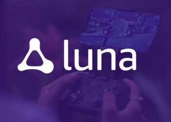 Logotipo de Amazon Luna con fondo morado