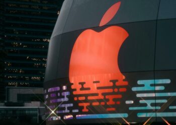 Logo de Apple de color rojo