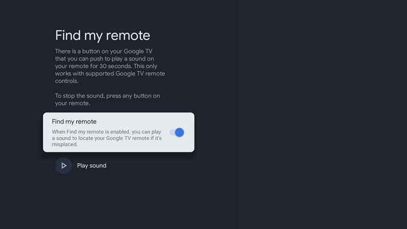 Función Encontrar mando a distencia en Google TV