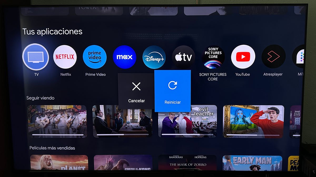 cómo reiniciar correctamente un televisor con Android TV y Google TV reinicio Google TV
