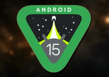Logo de Android 15 con fondo de espacio
