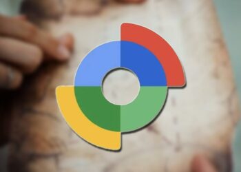 Logotipo de Buscar mi dispositivo de Google con un mapa de fondo