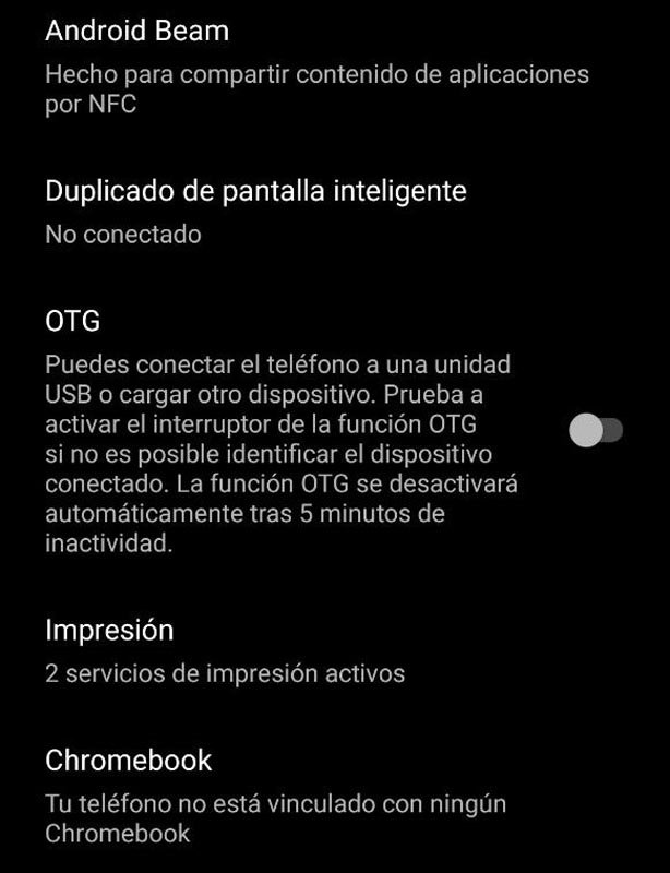 Opción OTG en Android