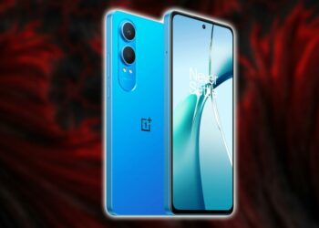 Nuevo teléfono OnePlus Nord CE4 Lite con fondo rojo