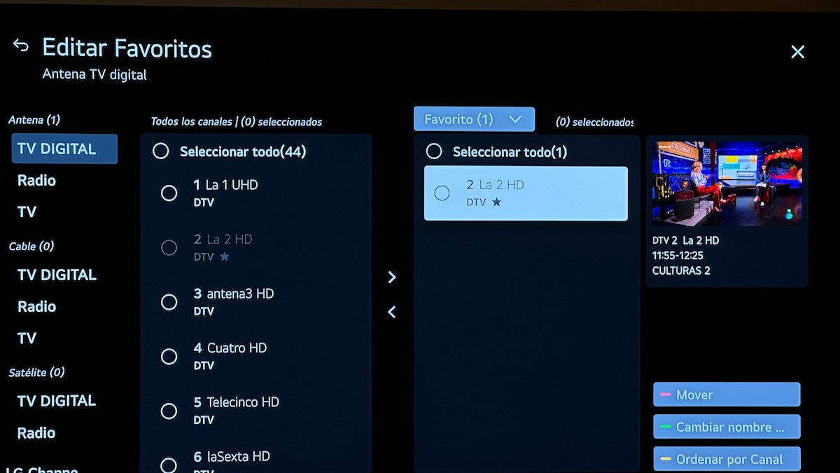 Cómo ordenar los canales de la TDT en tu televisor LG con webOS