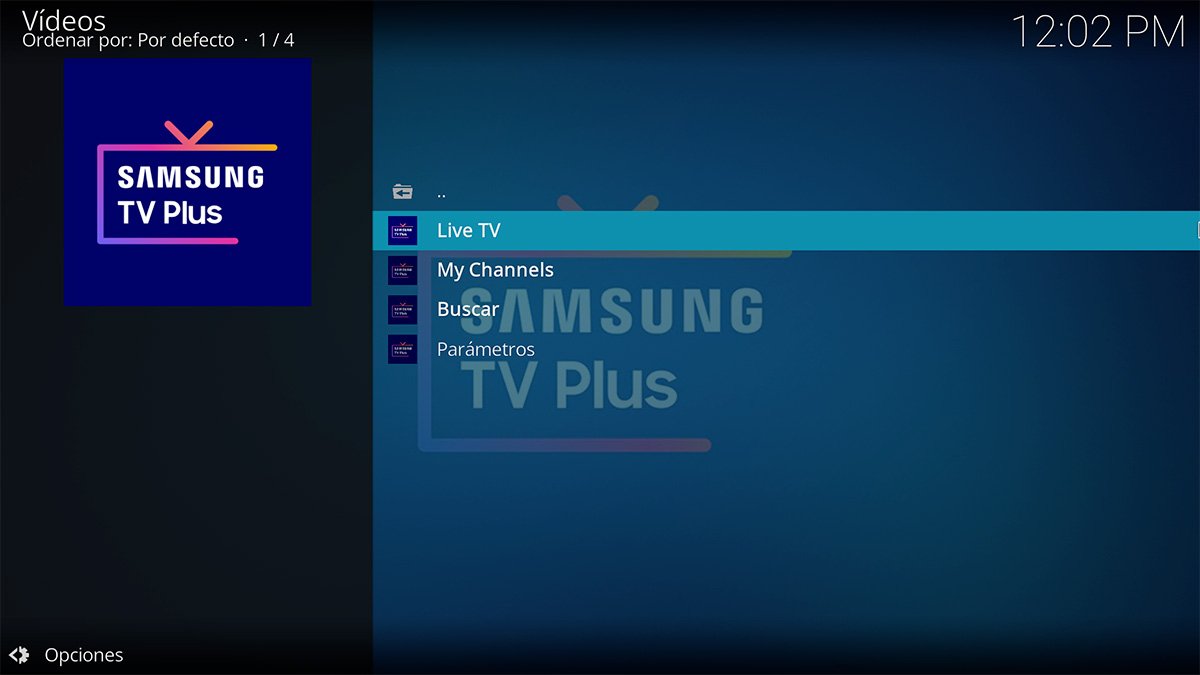 cómo ver todos los canales gratis de Samsung TV Plus en Kodi add-on instalado