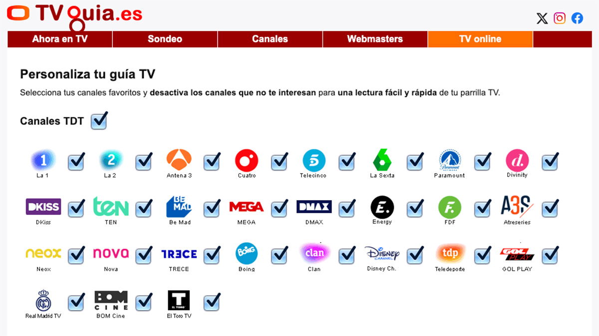 Con TVguia puedes echar un ojo a la programación y acceder a los canales de la TDT online