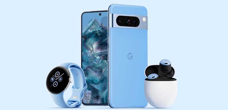 Teléfono Google Pixel Pro con accesorios