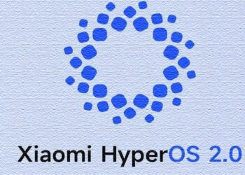 Logo de HyperOS 2.0 de Xiaomi con fondo azul