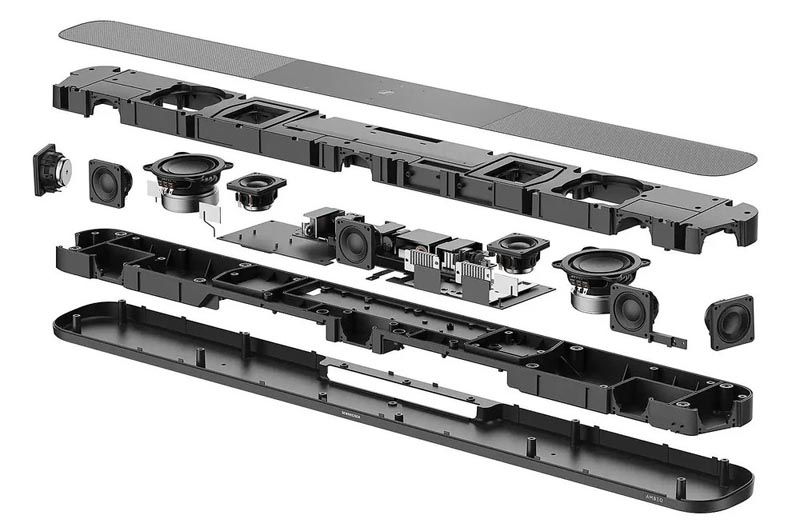 Interior de la barra de sonido Sennheiser AMBEO Soundbar Plus