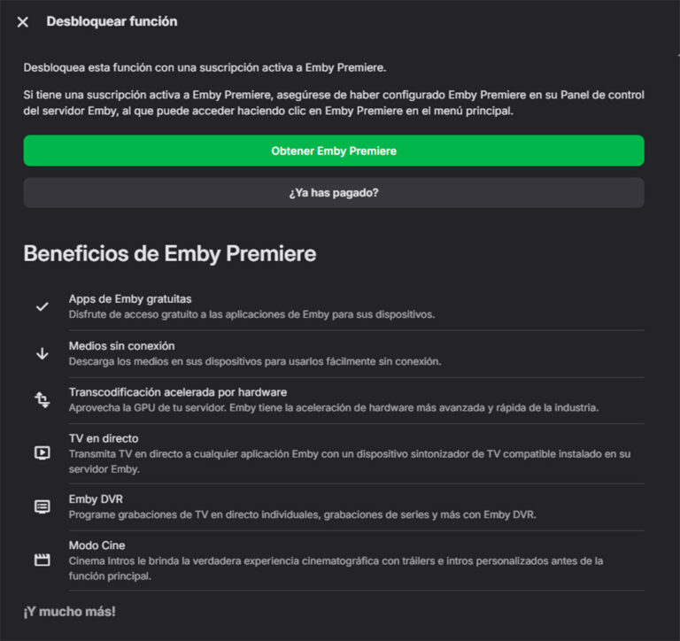 He contratado Emby Premiere, ¿vale la pena pagar la suscripción?