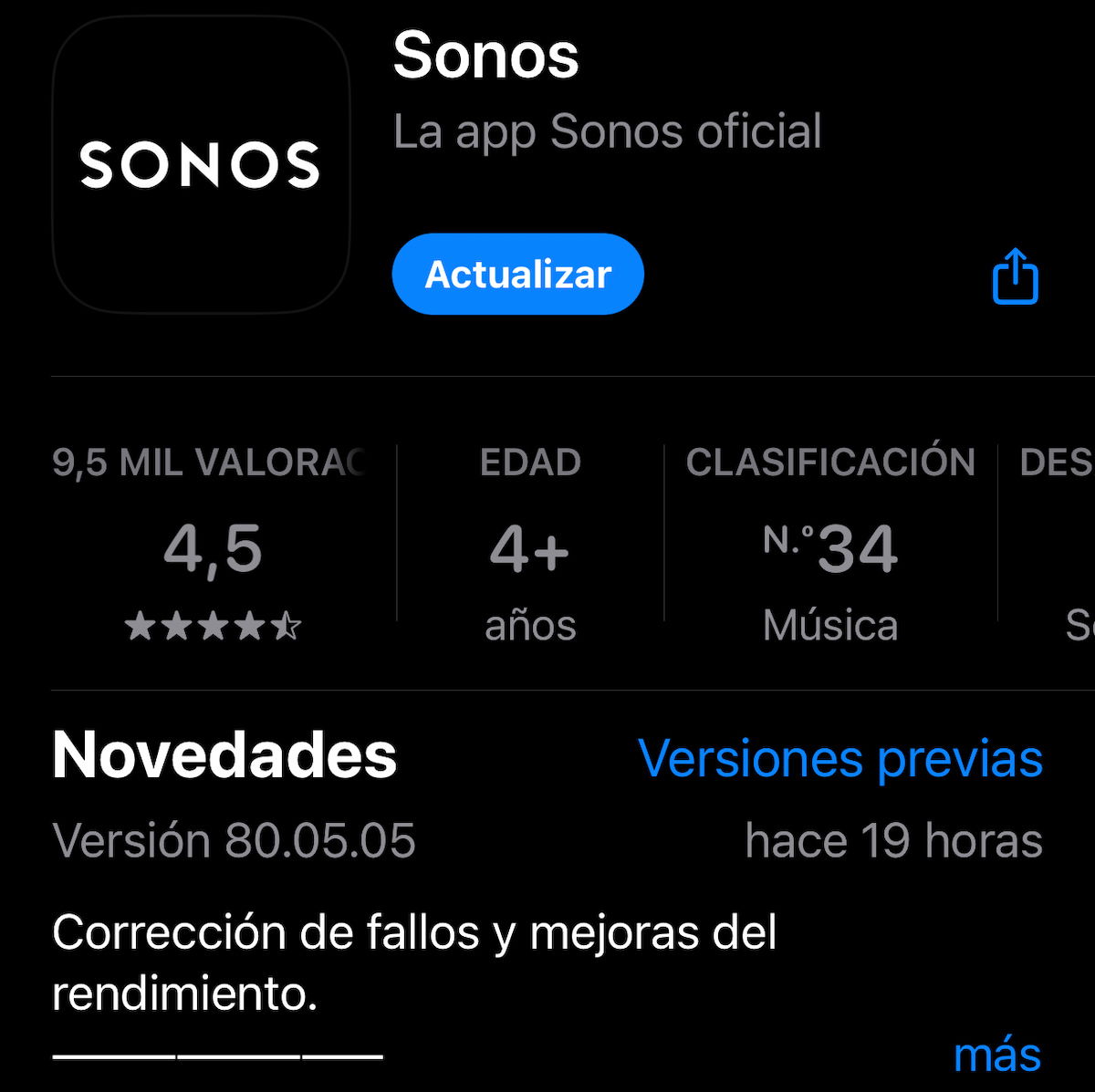 ¿Problemas de batería en iPhone? Actualiza la app de Sonos para solucionarlo