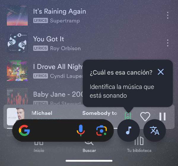 Recnocer música en Android de Google con Circle to Search