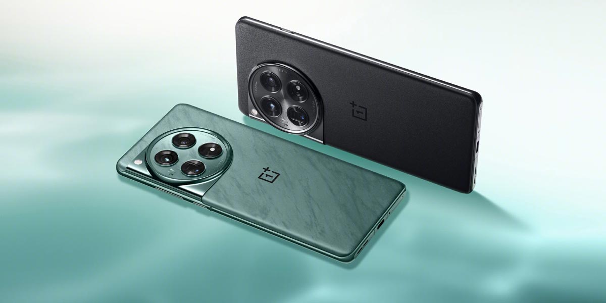 Teléfono OnePlus 12 en colores verde y negro